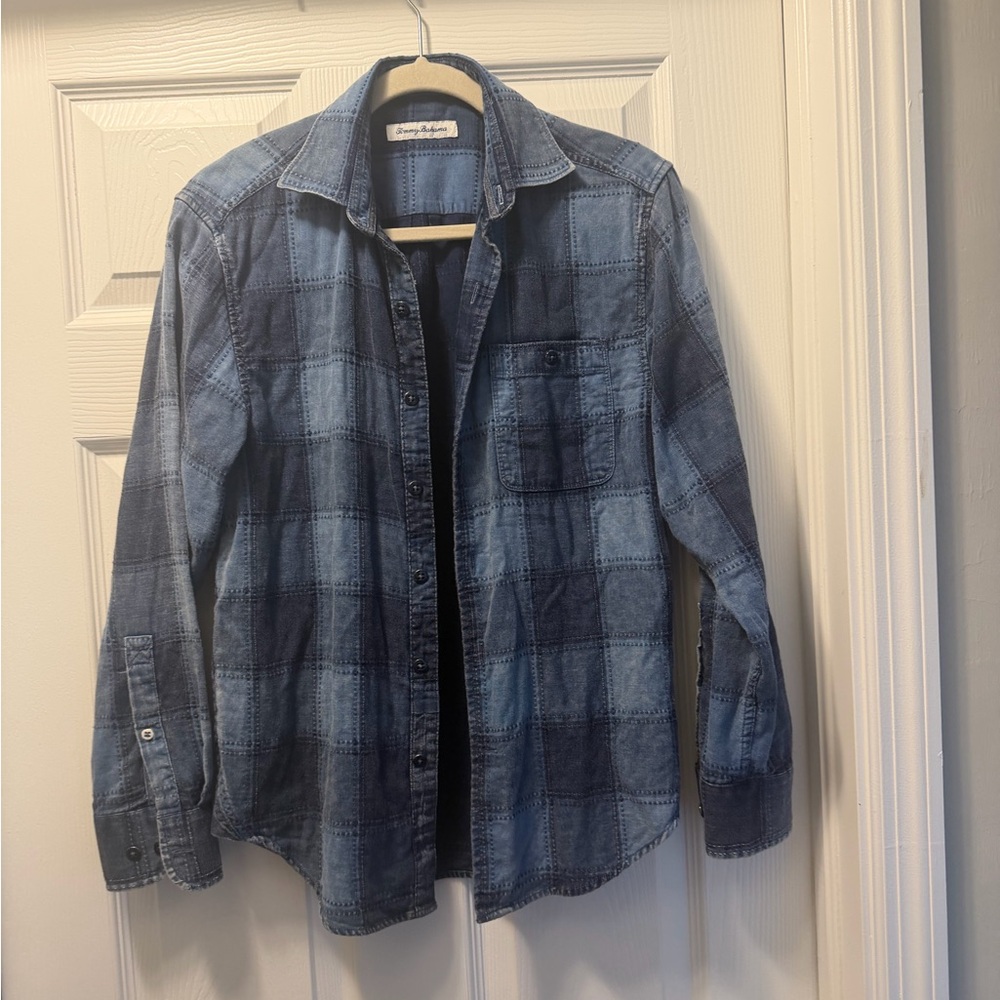 Tommy Bahama Indigo Shores Plaid Shirt Kingdom Blue Patchwork